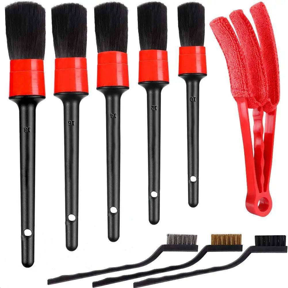 

9pcs Car Detailing Brush Auto Detail Brush Set Automotive Detail Brushes Kit for Cleaning Car Interior Exterior Automobile