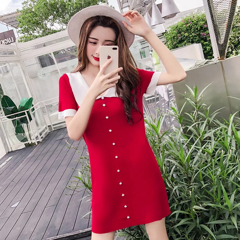 

2018 Summer New Style Hipster Literature And Art over the Fire Skirt Charade Loose-Fit Slimming Dress
