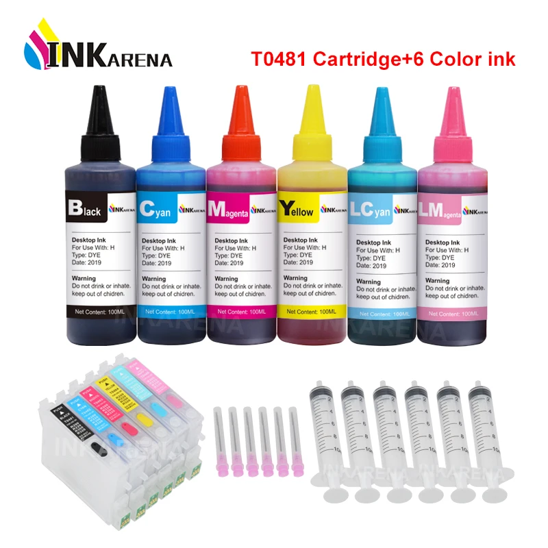 INKARENA T0481 многоразовые чернильные картриджи совместимые с Epson Stylus Photo R200 R220 R300 R300M
