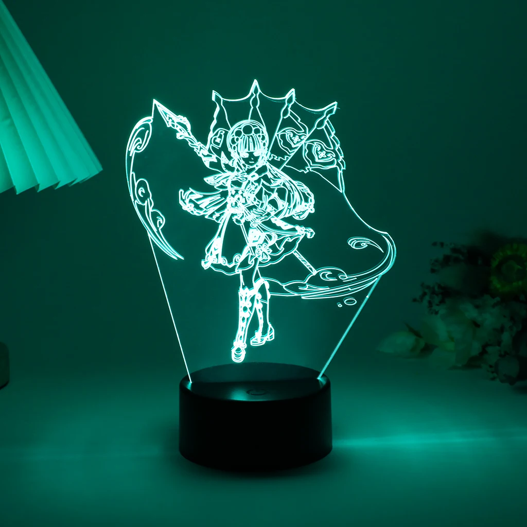 Genshin Impact Raiden Shogun Night Light Anime Game Figure Ayaka Lamp For Party Decor Adult Kid Birthday Gift Tartaglia Yoimiya 3d night light