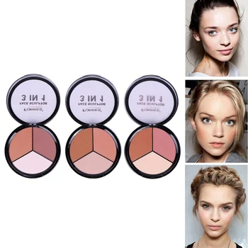 

Face Blush Powder Pallete 3 In 1 Multifunctional Smudge-proof Waterproof Blusher Bronzer Makeup Maquiagem Maquillaje