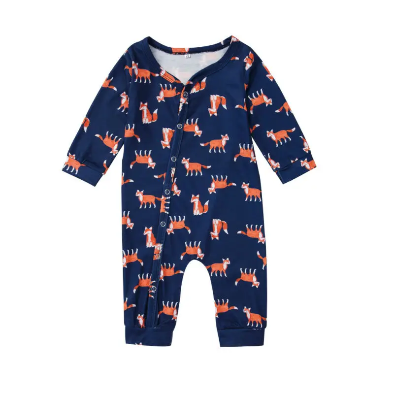 Ползунки для новорожденных мальчиков и девочек, комбинезон хлопчатобумажный комбинезон с длинными рукавами и рисунком, пижамы, одежда для детей от 0 до 24 месяцев