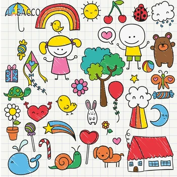 

Laeacco Children Cartoon Pattern Photography Backdrop Seamless Banner Scene Photographic Background For Photo Studio