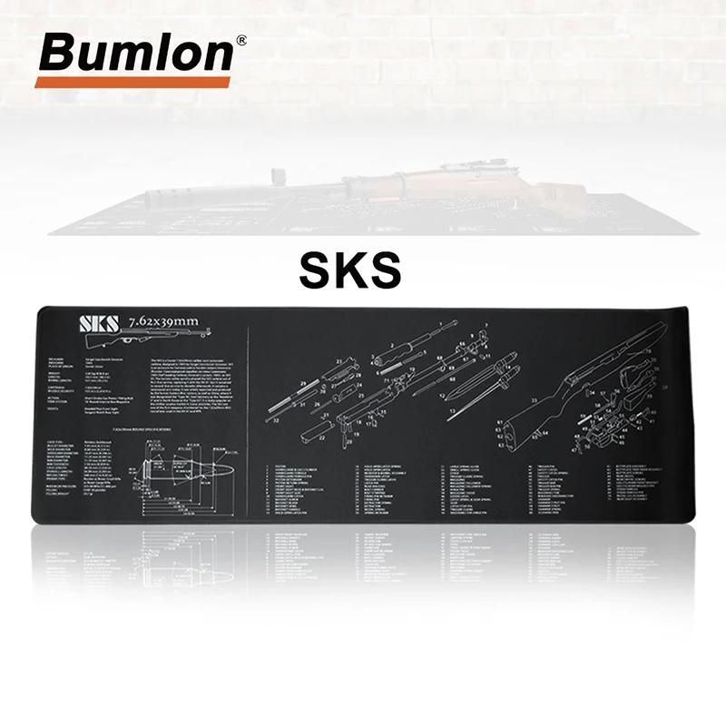 RL37-0114-SKS AR-10 MP5 1894 Gloc SKS пистолет для чистки резиновый коврик нескользящий чистящий коврик с схемой деталей и инструкциями оружейный коврик - Цвет: RL37-0114-SKS