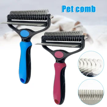 

2in1 Pet Comb For Cat and Dog Pet Hair Removal Safe Dematting Comb Tool for Easy Mats & Tangles Removing _WK