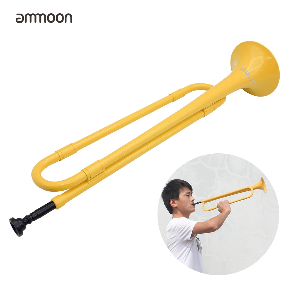 

ammoon B Flat Bugle Cavalry Trumpet Plastic with Mouthpiece for Band School Student