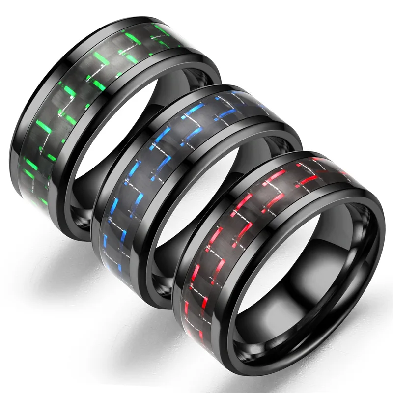 Black Carbon Fiber Mens Wedding Bands Titanium Carbon Fiber Rings Men Black Red Aliexpress
