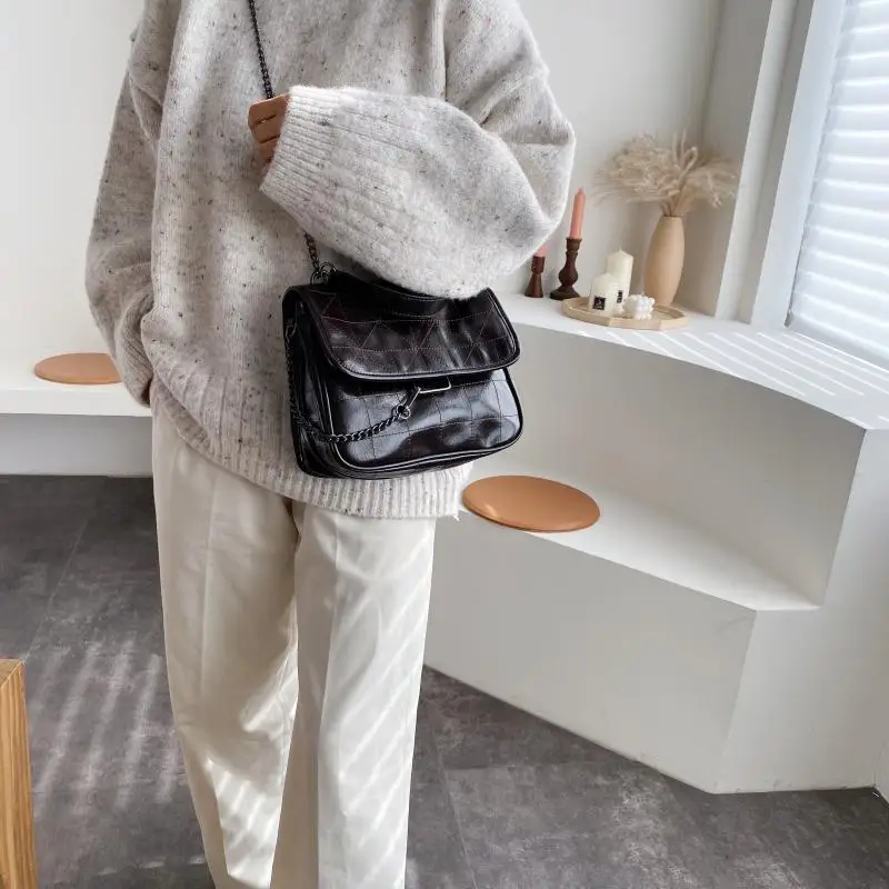 Ретро Lingge цепи лоскут сумки для женщин модные сумки через плечо повседневные большой емкости Сумки для дам сумки почтальон шикарные сумочки