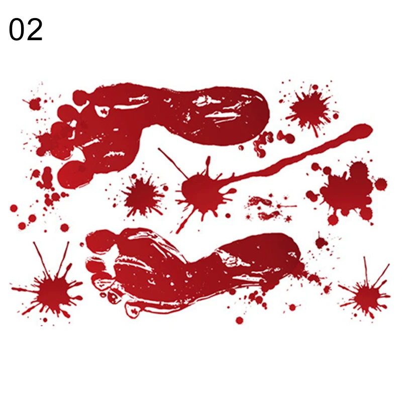 02 blood footprint Имитация крови руки ноги печати наклейки ужас зомби Хэллоуин автомобиль стены двери декор QP2 - Цвет: 02 blood footprint