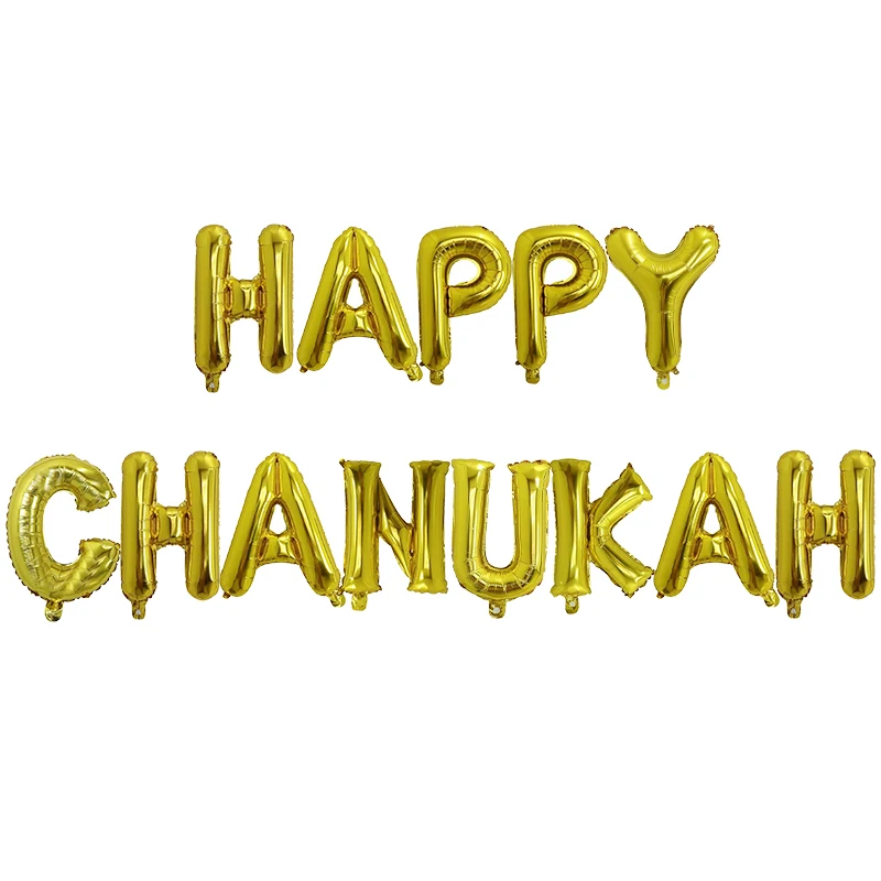 13 шт. счастливые Hanukkah буквы шары 16 дюймов Розовое Золото Серебро Висячие шарик в форме букв Chanukah баннер украшение для вечеринки поставки