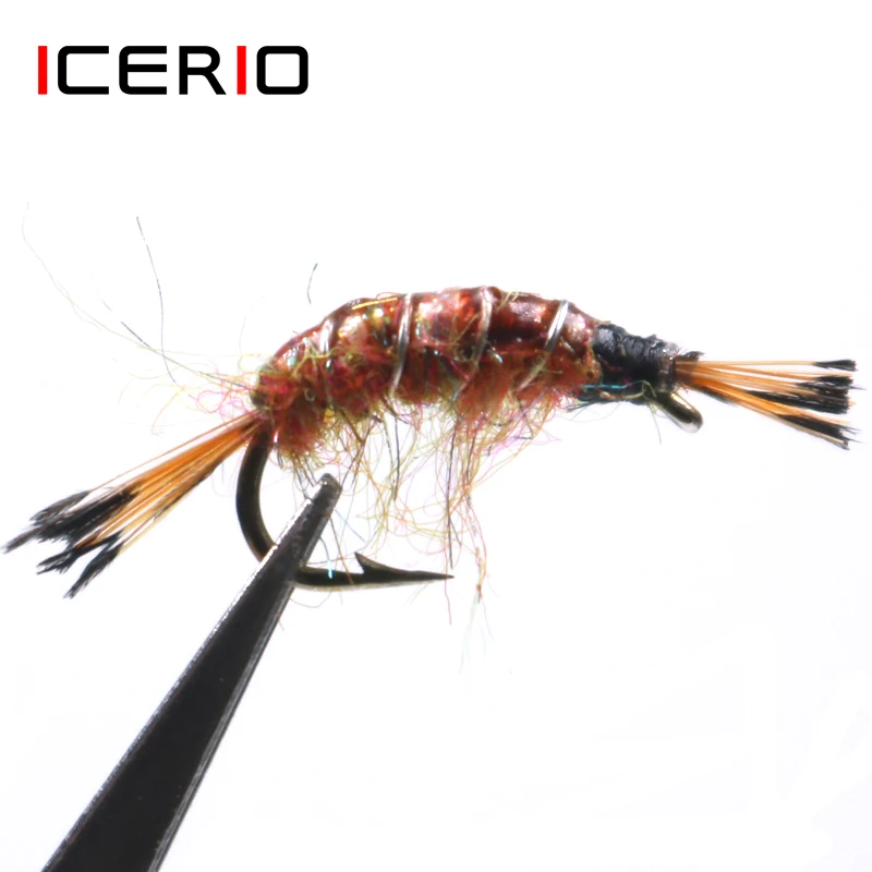 ICERIO 6PCS Shrimp Scud Cezch Nymphs Tying Hook Trout Fishing Fly Lures | Спорт и развлечения