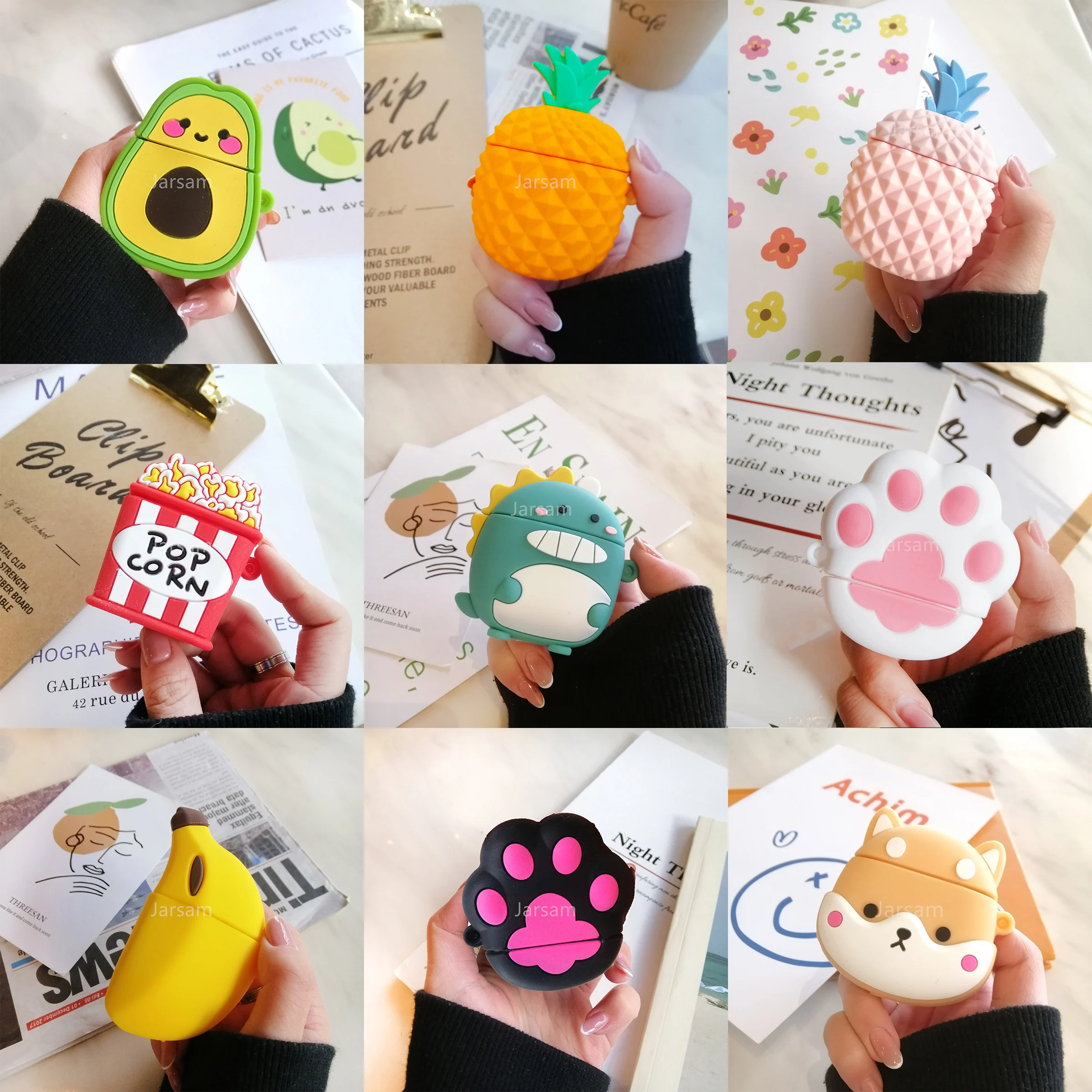 3D Case for Airpods Cartoon Cute Silicone Wireless Earphone for AirPods2 Case Headphone Protective for AirPod Case Cover