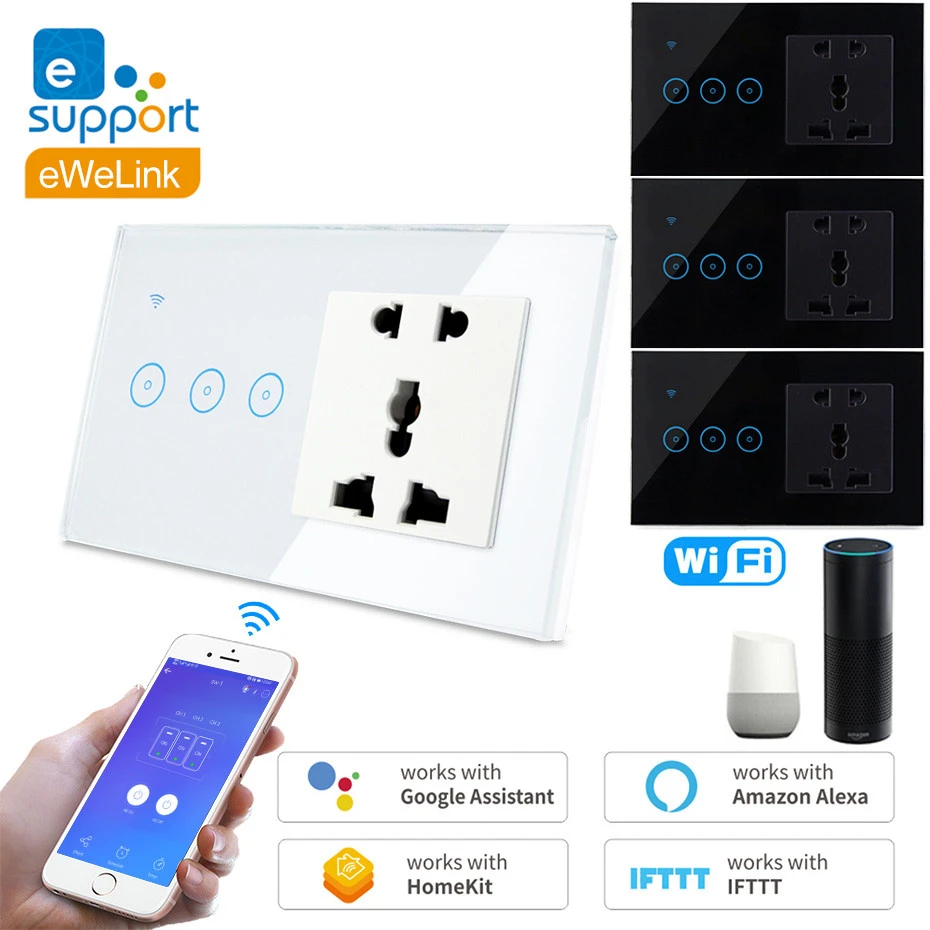 Smart WiFi 1/2/3 Gang Light Switch Touch Panel IFTTT Amazon Alexa Google Home 
