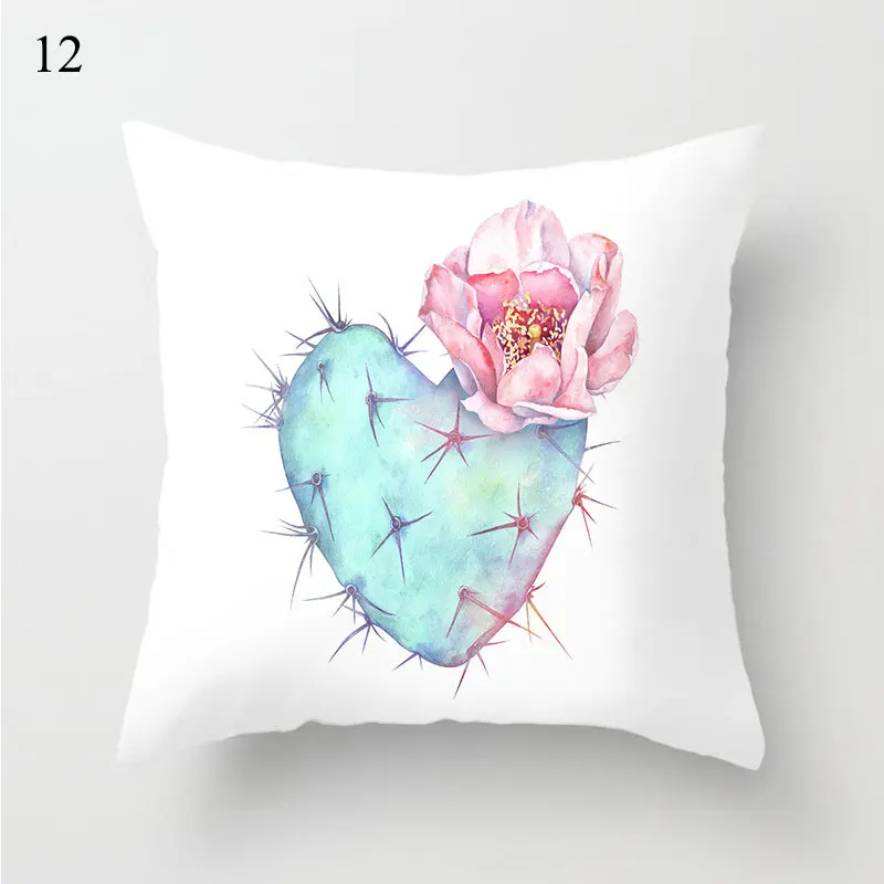 1PC Cactus Floral Print Cushion Cover Polyester Pillow Cases Throw Pillows Sofa Home Decor Pillowcase Decorative Pillow Covers