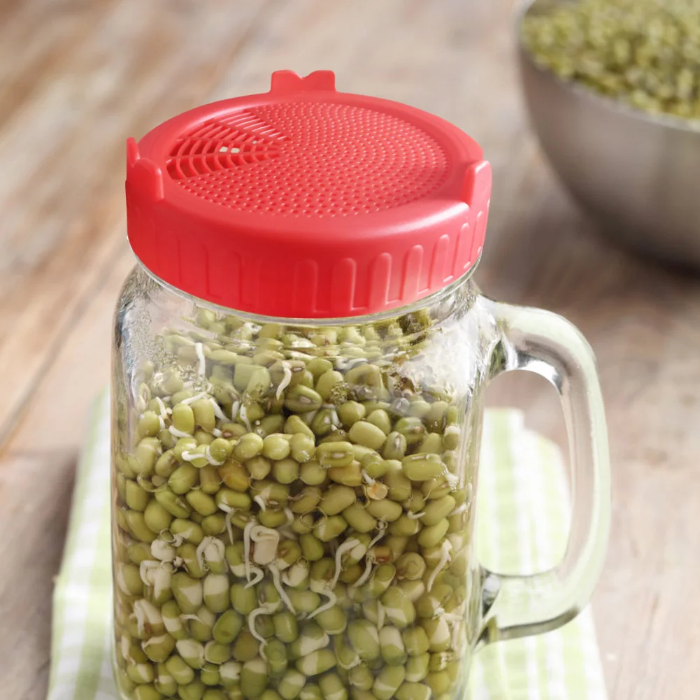 1PC Food Grade Mesh Sprouting Lid Kit Seed Growing Germination Vegetable Silicone Sealing Ring Lid sprouting jars kit