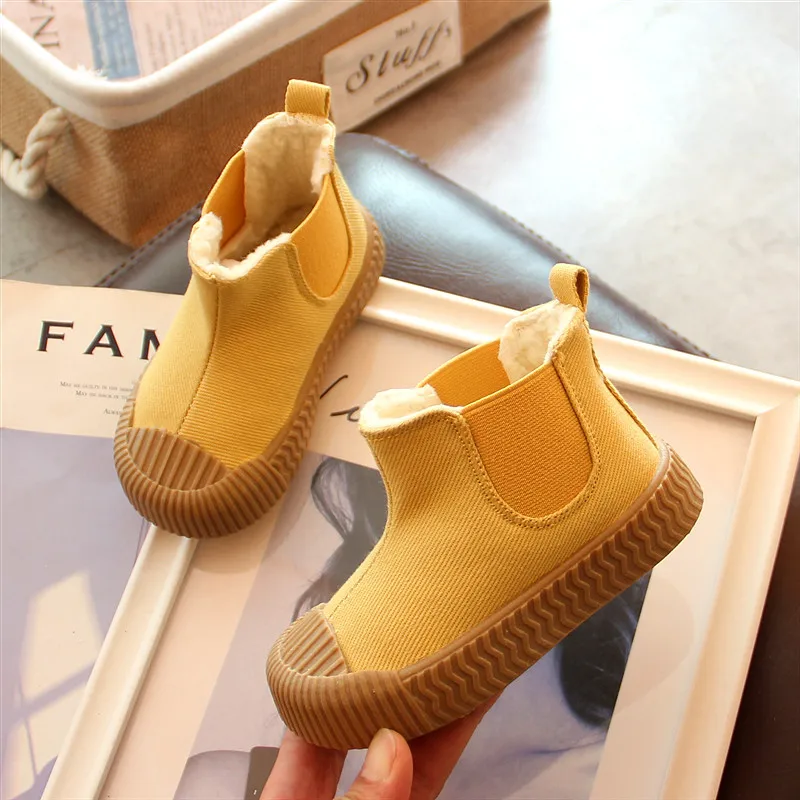 

New Style BOY'S 2019 Winter Girls Korean-style Children plus Velvet Short Boots Boots Car Suture Martin Boots Baby Soft Bottom T