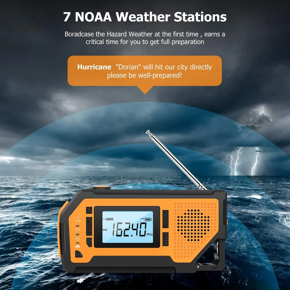 Rádio com Grande Emergência Solar Manivela Rádio - fm Noaa Tempo Display Lcd Survival Lanterna Sos Alerta am 7 Cheap Kits autom. res.
