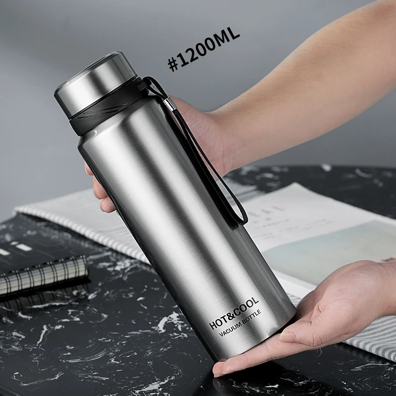 Najtaniej Oneisall 750 1200ML przenośna butelka termosowa o dużej pojemności ze stali nierdzewnej Outdoor Sports termos butelki na wodę z uchwytem