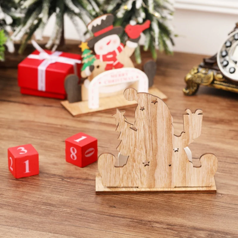 Wooden Christmas Advent Calendar With Painted Blocks Countdown To Christmas Holiday Home Desktop Ornament Decor Supplies
