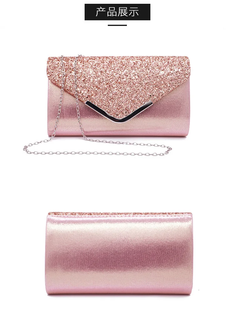 Luxury Fashion Shiny Diamond Synthetic Leather Clutch Bag Women Party Envelope Design Chain Shoulder Handbag
