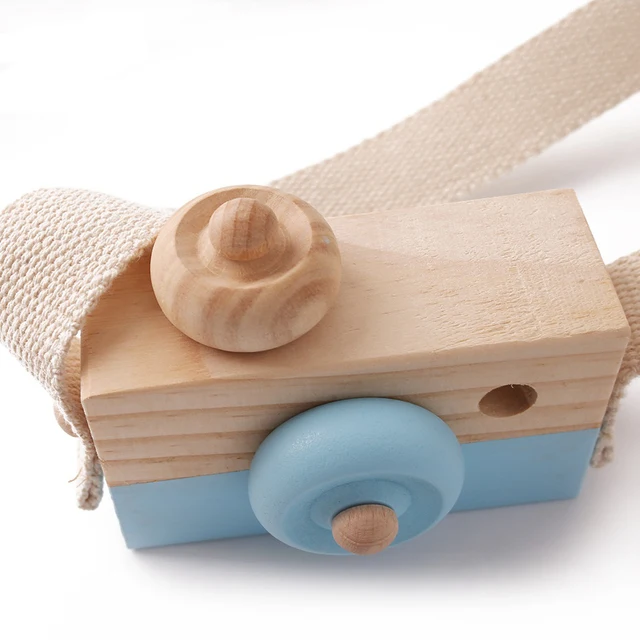 1pcs Wooden Baby Camera Baby Toys Montessori Toys For Children Wooden Children's room decoration pendant Newborn wooden camera 4