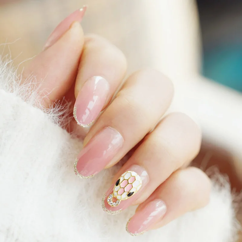 style8 24 шт, Модные накладные ногти с клеем для девочек, карамельный цвет, серый, сделай сам, ногти для дизайна ногтей, 3D, луна, стиль, дизайн, для наращивания, нажмите на ногти, Короткие - Цвет: style8