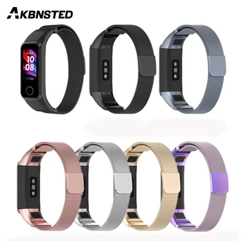 

AKBNSTED For Huawei Band 4 Smart Watch Stainless Steel Milanese Wristband For Honor Band 5i Smart Bracelet Replacement Strap
