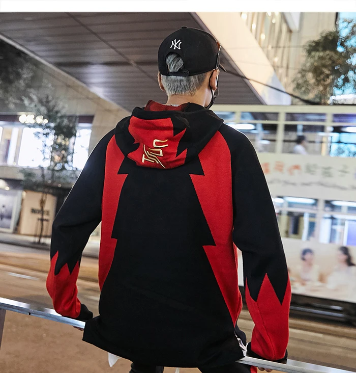 AELFRIC Hip Hop Knitted Mens Sweater Autumn Winter Harajuku Streetwear Fashion Ripped Casual Cotton Outwear Oversized Pullovers