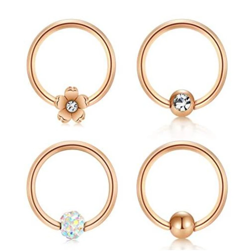 JFORYOU 4 шт. серьги Daith Trague кольца для хряща из нержавеющей стали 16 г подковообразные кольца Конч спираль серьги пирсинг ювелирные изделия