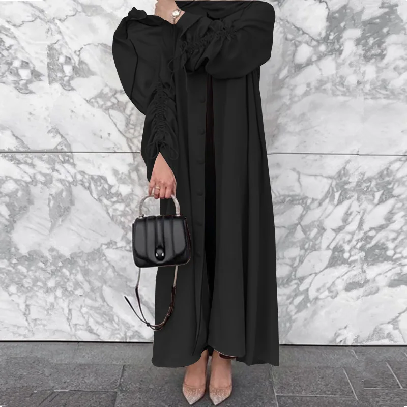 Ramadan Eid Abayas for Women Dubai Abaya Turkey Bunch Sleeve Muslim Hijab Dress Islamic Clothing Kaftan Kimono Femme Musulmane