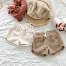 Теплые шорты для маленьких девочек на осень и зиму утепленные детские шорты из овечьей шерсти и кашемира повседневные шорты для мальчиков на завязках, размеры от 24 месяцев до 8 лет