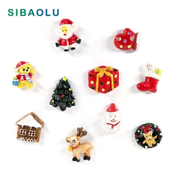 

10pcs Christmas Fridge magnet Deer Santa Claus whiteboard sticker Resin Refrigerator Magnets Home DIY Decoration Accessories