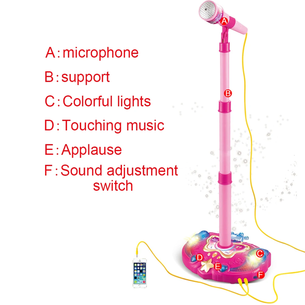 

Electronic Adjustable Height Home With Stand Early Education Kids Sound Learning Colorful Lights Karaoke Toy Funny Wired Gift