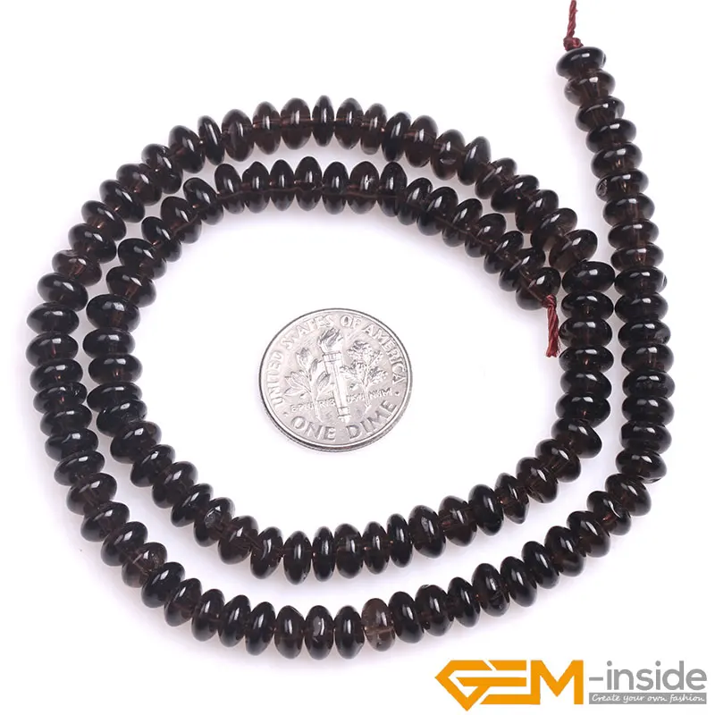 Натуральный Камень Rondelle Spacer Smoky Quartzs Бисер для изготовления ювелирных изделий Strand