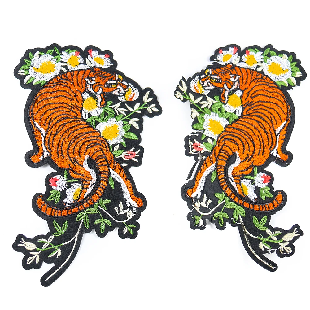 1 пара нашивка на одежду с цветком тигра с клеем на спине нашивка с вышивкой для одежды вышивка металлик патч аксессуары на одежде