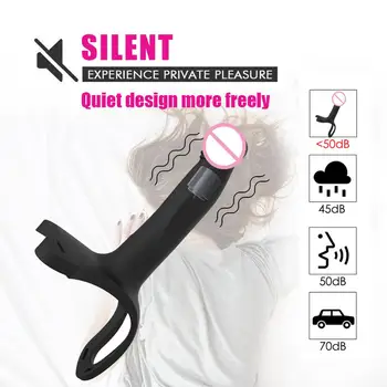 10 Speed Vibrating Hollow Strap On Harness Dildo Vibrator Panties for Man Sex Bondage Dildo Penis Sleeve Adult Sex Vibrator 4