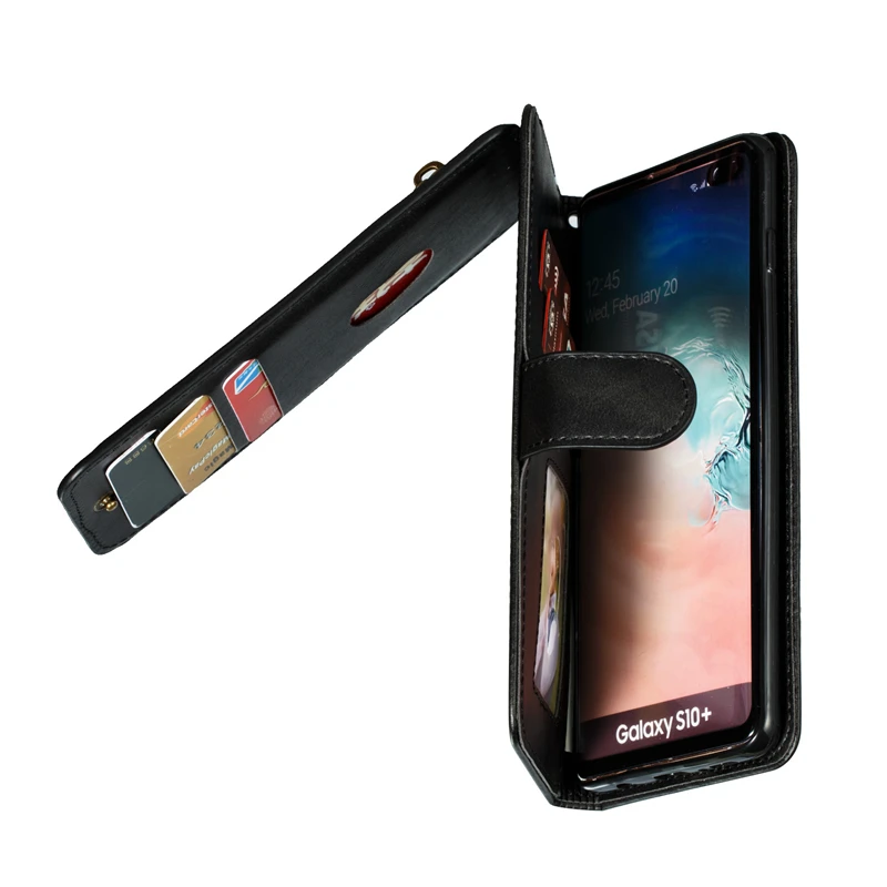 Модный чехол-бумажник из искусственной кожи на магните на молнии для samsung Galaxy S10 S9 S8 Plus S7edge, чехол с несколькими отделениями для карт и ремешком