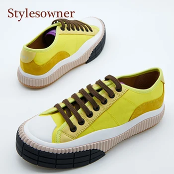 

Round Toe Casual White Shoes Comfortable All-match Canvas Genuine Leather Shoes Mixed Color Fashionable Shoes For Woman
