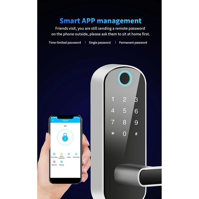 ABKT-Цифровой Bluetooth умный дверной замок с отпечатком пальца, код, Wifi карта, дверной замок, офисный пульт дистанционного управления, управление звуком AI