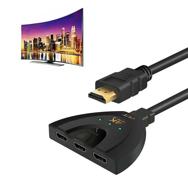 HDMI Switch 3 Port 4K HDMI Switcher 3 in 1 Out High Speed Switch Splitter Cable Supports Full HD 4K 1080P 3D Player HDTV PS3 PS4