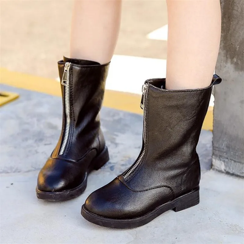 

Winter girls boots 2019 new fashion children's princess shoes plush medium calfskin big girl snow boots children's shoes red