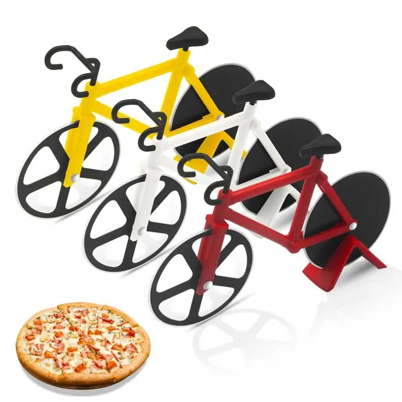 2021 NEW Bakeware Bicycle Shaped Pizza Cutter Dual Cutting Wheels Knife