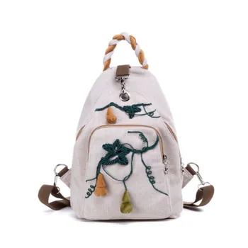 

Hot vintage string appliques women traveller backpacks!Nice prints lady multi-use hasp backrack New Original canvas backruck