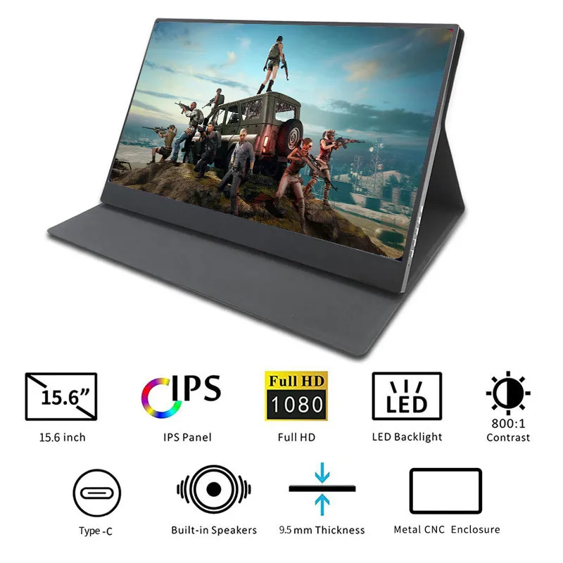  15.6 inch split portable touch screen monitor with battery for smartphone laptop and game consoles