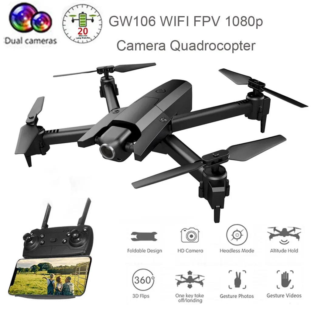 GW106 wifi FPV 720p камера без головы складной Квадрокоптер долгое время полета Дрон - Цвет: 1080 Camera with Box
