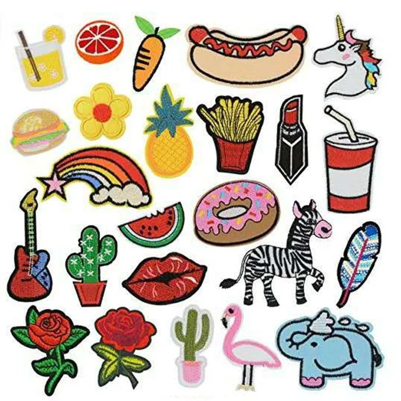 

Food Donut Elephant Cactus Iron On Patches Sewing Embroidered Applique for Jacket Clothes Stickers Badge DIY Apparel Accessories