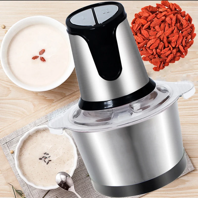 Stainless Steel Eu Plug Meat Grinder Cooking Machine Chopper Electric Automatic Cutting Machine Household Grinder Food Processin