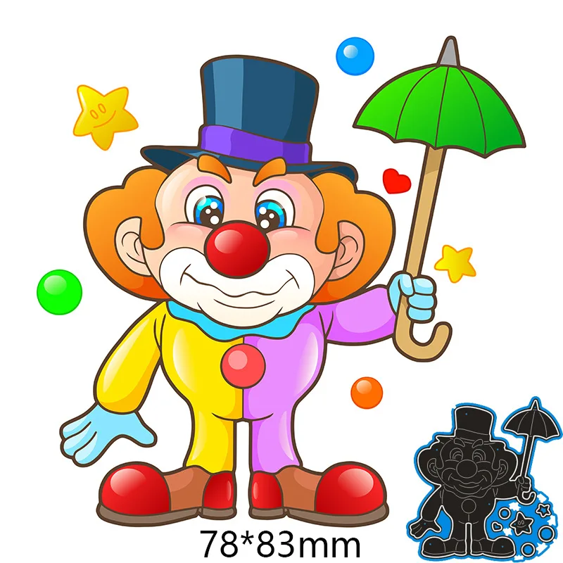 

Creative Metal Cutting Layering Die Mold Embossing Stencils DIY Scrapbook Paper Card Making Clown
