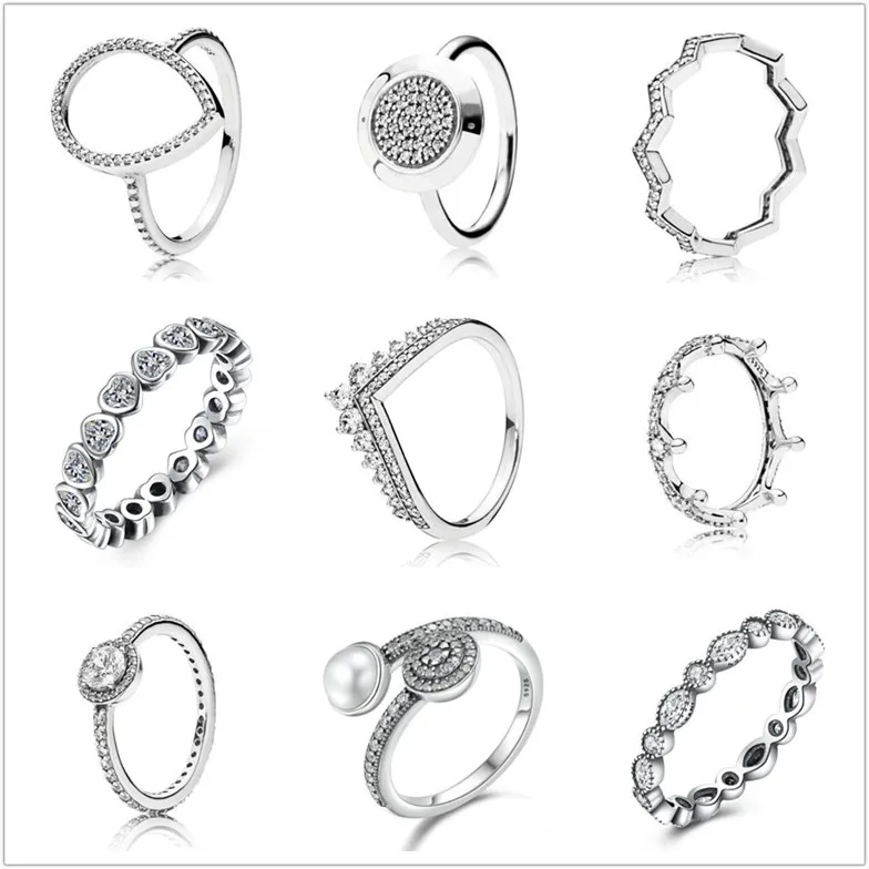 Оригинальное 925 пробы Серебряное кольцо с логотипом, фирменное кольцо с кристаллом, кольца для женщин, подарок на свадьбу, хорошее ювелирное изделие
