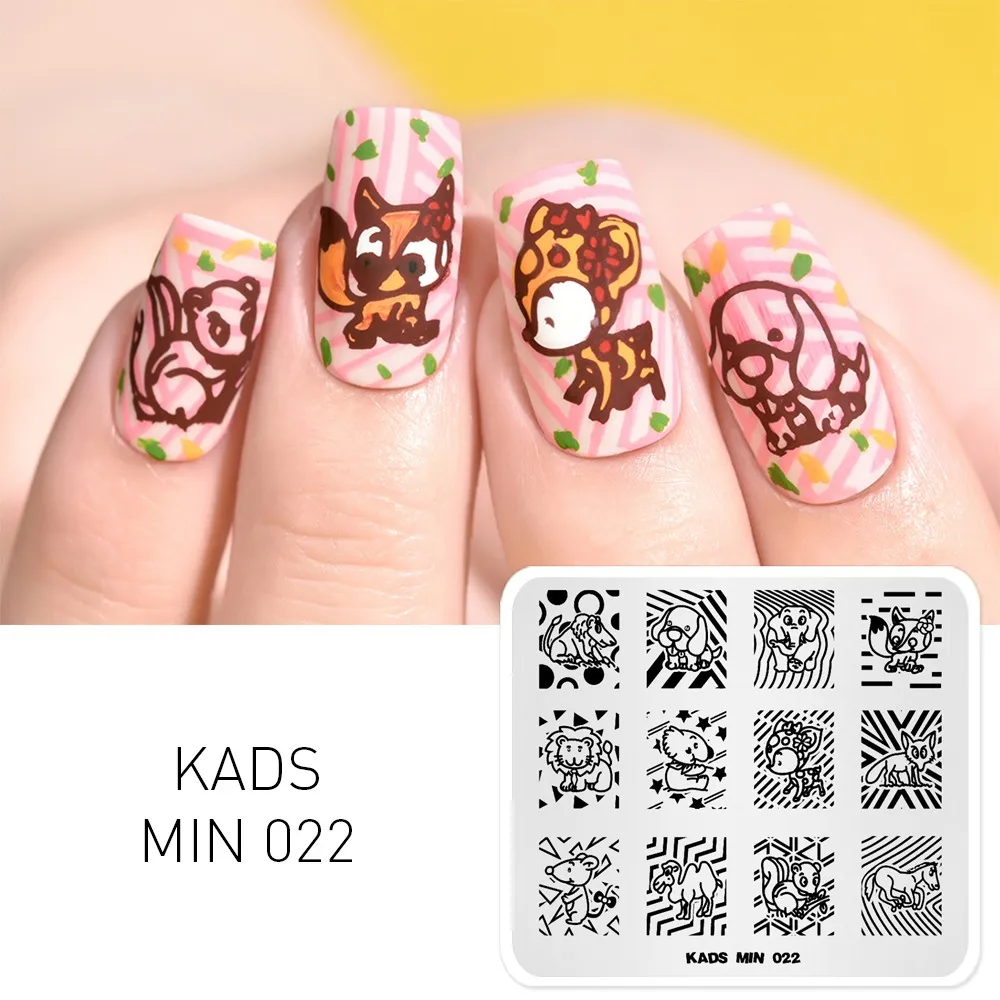 KADS пластины для стемпинга ногтей 33 дизайна, серия MIN, накладные изображения, шаблонные штампы, сделай сам, маникюрный штамп, трафарет для дизайна ногтей - Цвет: MIN 022